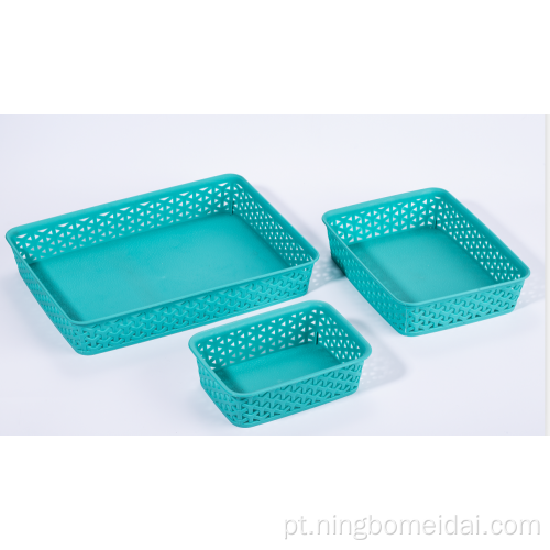 Cestas de armazenamento de plástico conjunto de papelaria Organize a cesta 3pcs